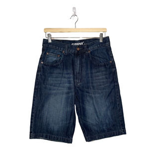Flypaper Shorts Blue Jean Denim Bermuda 100% Cotton Casual Wiskering Mens 29